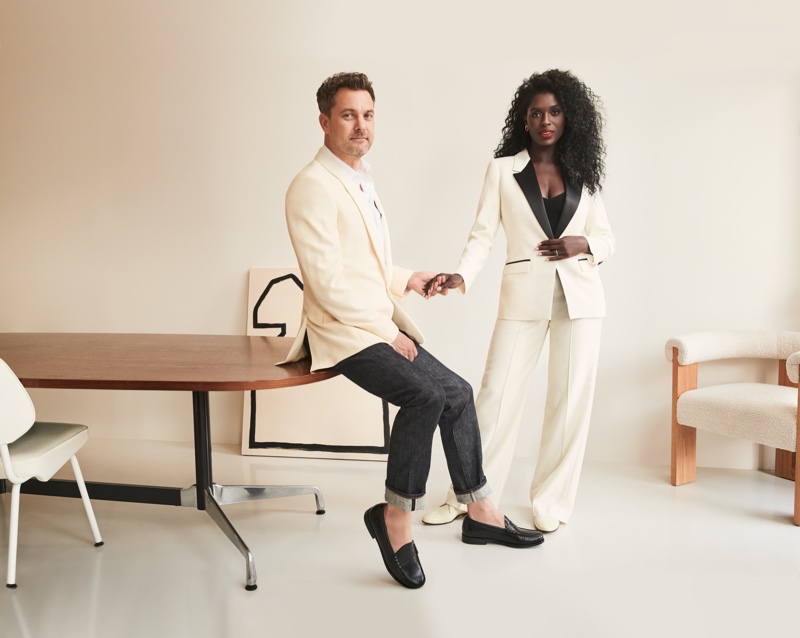 The couple dresses up in J. Crew's Holiday 2021 campaign.