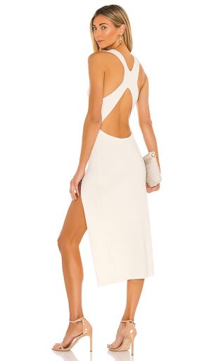 Michael Costello x REVOLVE Variegated Rib Bodycon Dress in Ivory. - size M (also in L, S, XL)