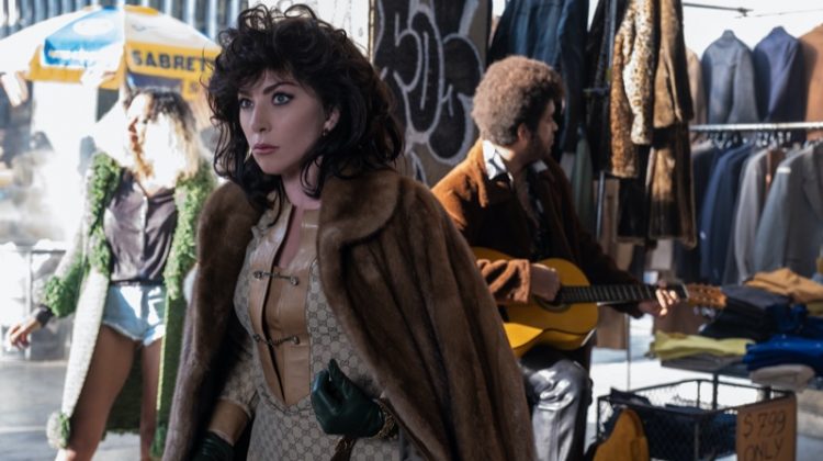 Lady Gaga wears vintage Gucci monogram print and fur coat as Patrizia Reggiani in House of Gucci. | Photo Credit: Fabio Lovino © 2021 Metro-Goldwyn-Mayer Pictures Inc. All Rights Reserved.