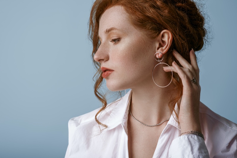 Redhead Hoop Earrings Chain Necklace Jewelry