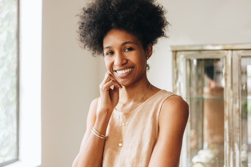 Smiling Black Woman Jewelry