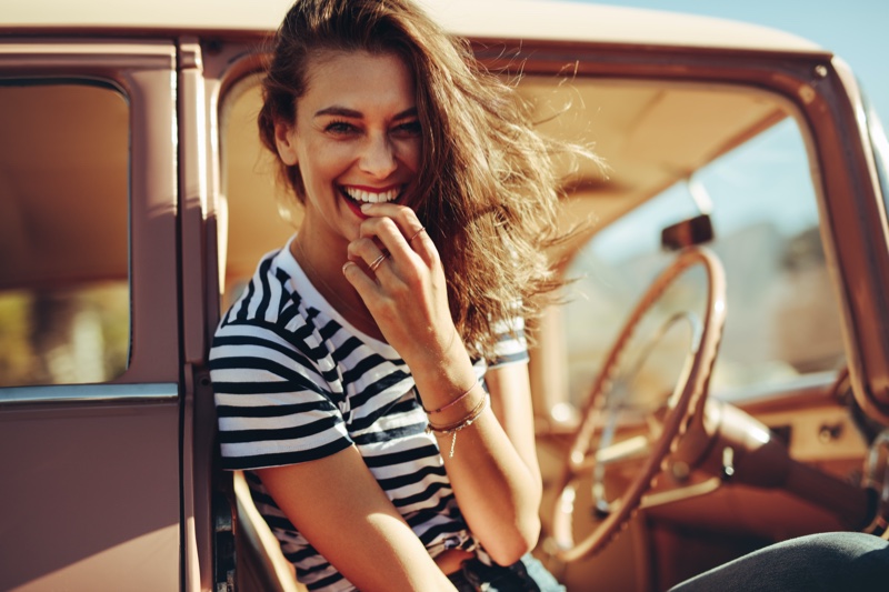Smiling Laughing Woman Car