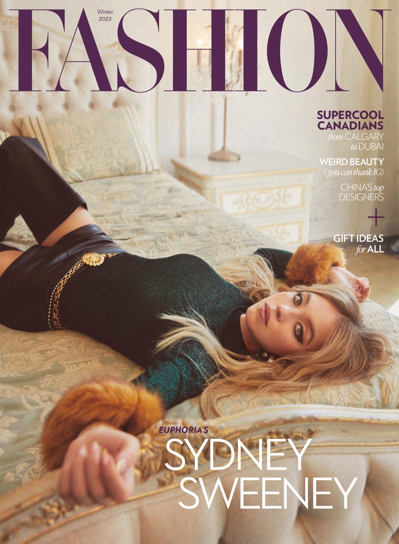 Sydney Sweeney on FASHION Magazine Winter 2022 Cover. Photo: Greg Swales