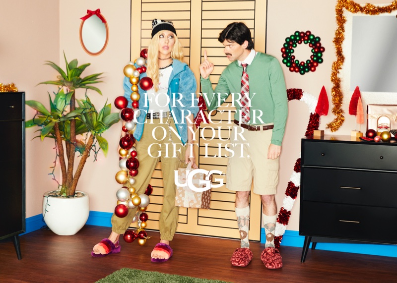 Heidi Gardner and Mikey Day star in UGG Holiday 2021 campaign. Photo Credit: UGG