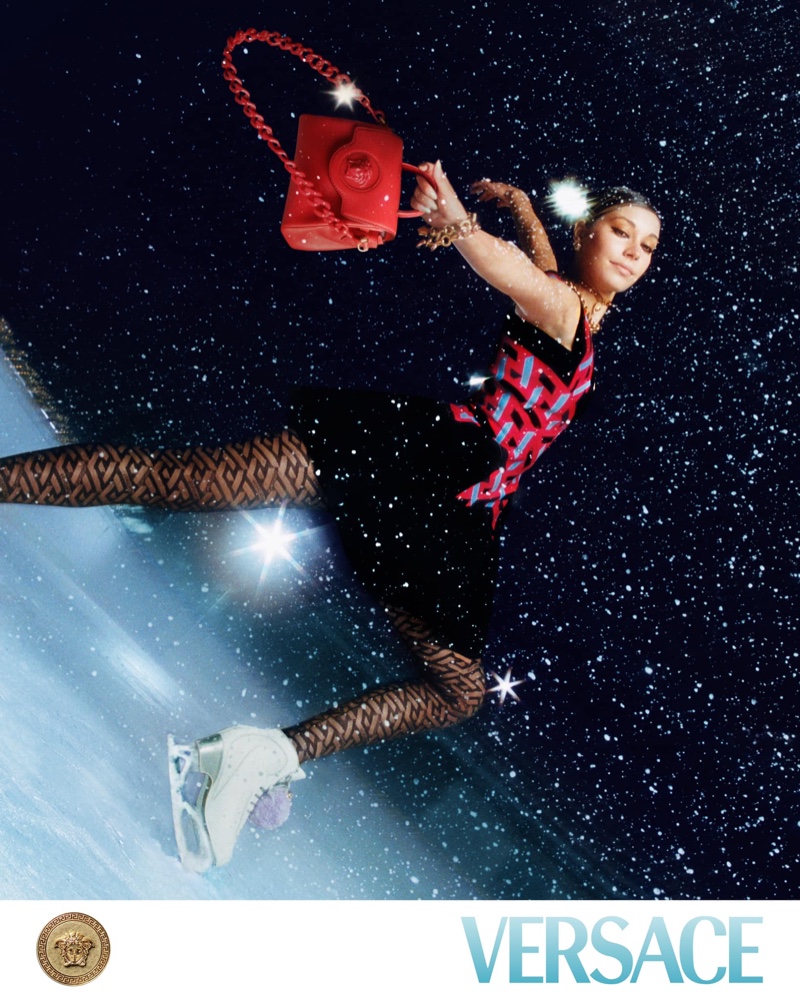 Figure skater Rebecca Ghilardi stars in Versace Holiday 2021 campaign.