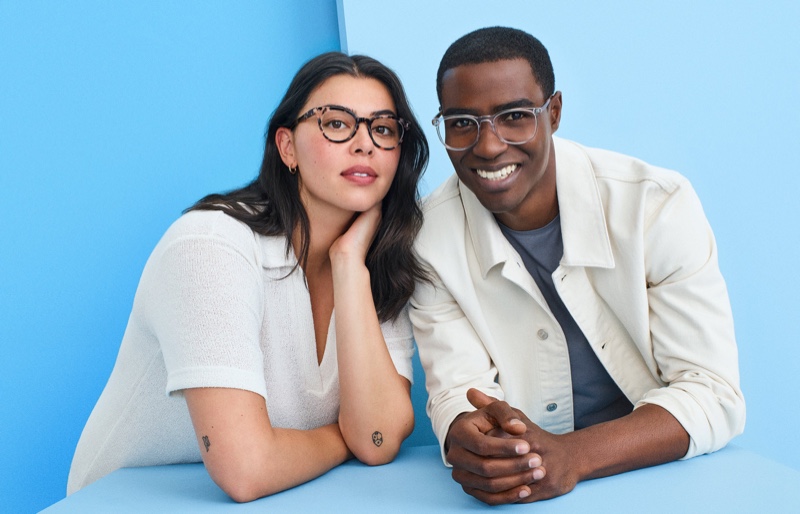 (Left) Warby Parker Taye Glasses in Opal Tortoise $95