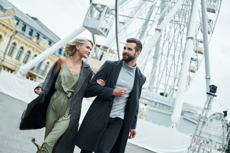 Well Dressed Couple City Coats Outfits