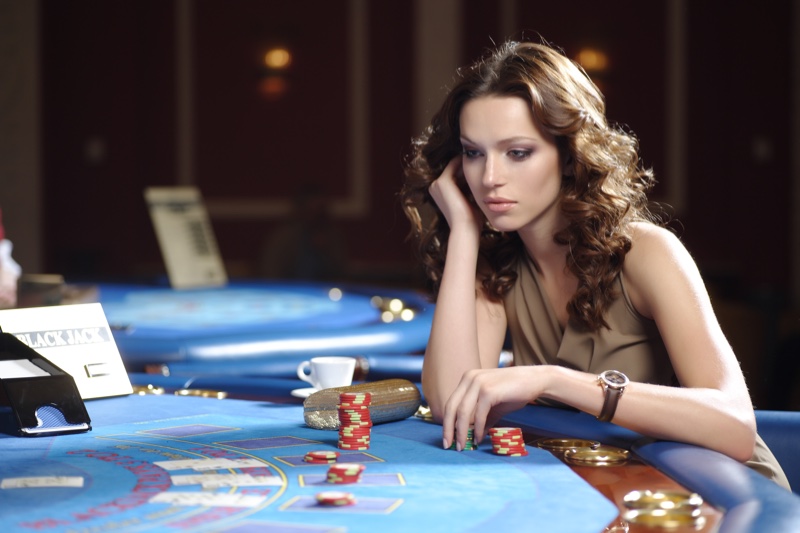 Woman Casino Gambling Table