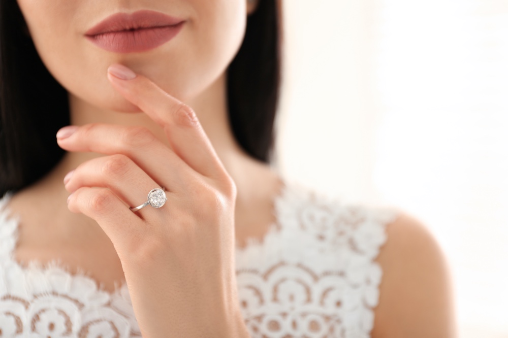 Woman Wearing Diamond Ring Bridal