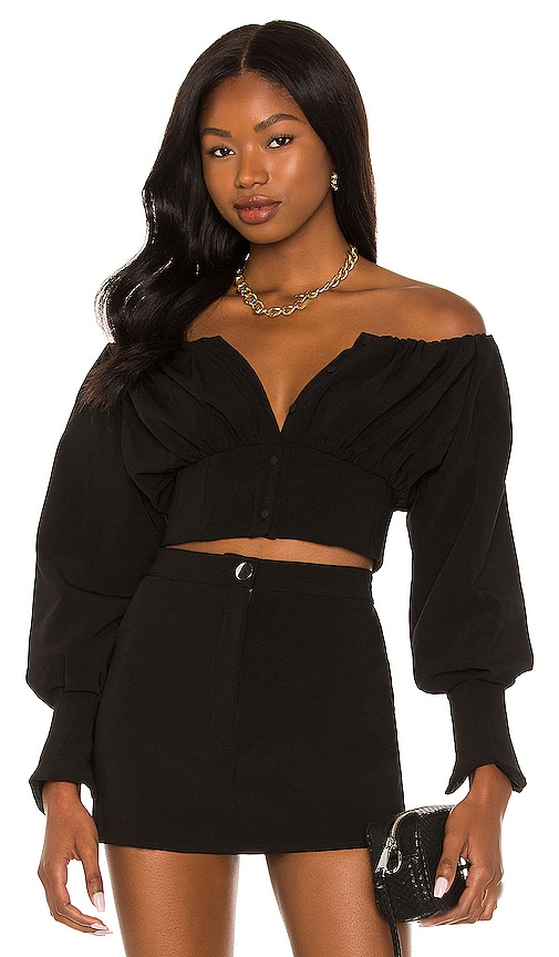 h:ours Sybille Off Shoulder Top in Black. - size M (also in L, S, XL, XS)