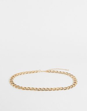 ASOS DESIGN chunky curb chain belt in gold