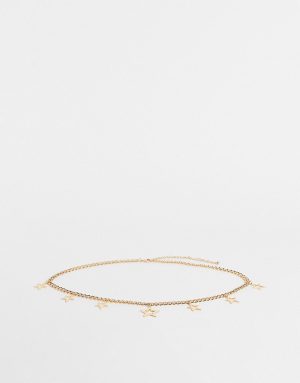 ASOS DESIGN star charm chain belt in gold