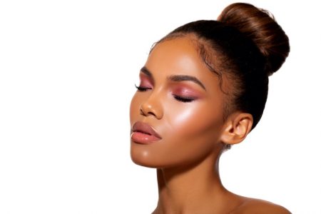 Avoiding Eye Problems When Purchasing Makeup Black Model Pink Eyeshadow Bun Hairstyle Beauty