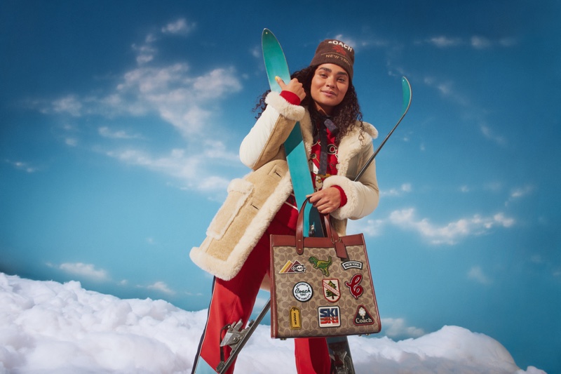 Brittany O'Grady stars in Coach Ski Collection campaign. Photo: © 2021 Zackery Michael