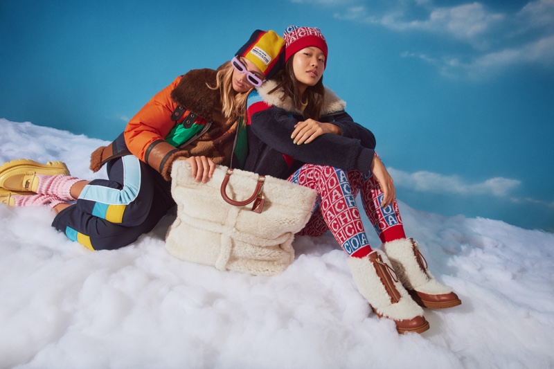 Mia Regan and Tiffany Guo pose for Coach Ski Collection campaign. Photo: © 2021 Zackery Michael