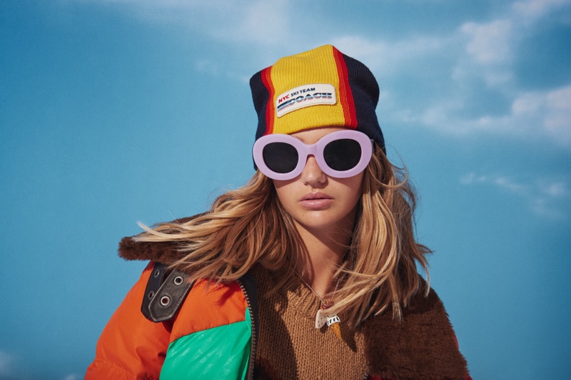 Model Mia Regan stars in Coach Ski Collection campaign. Photo: © 2021 Zackery Michael