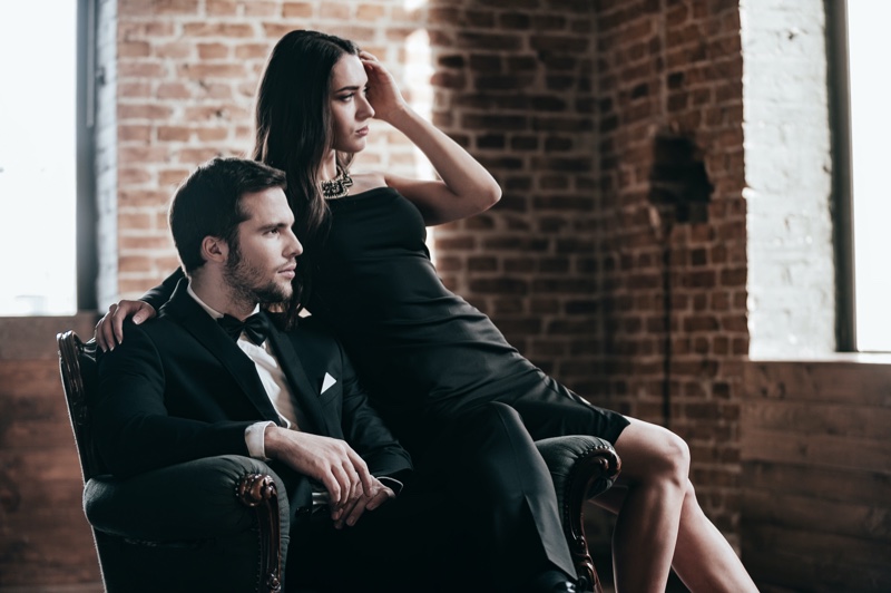 Couple Well Dressed Black Suit