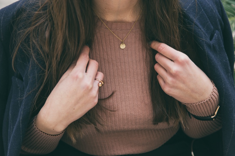 Cropped Woman Gold Jewelry Necklace Ring