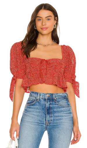 For Love & Lemons Leila Top in Red. - size S (also in L, M, XL, XS, XXS)
