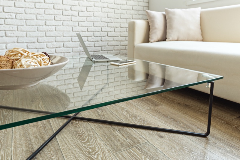 Glass Clear Table White Couch Home