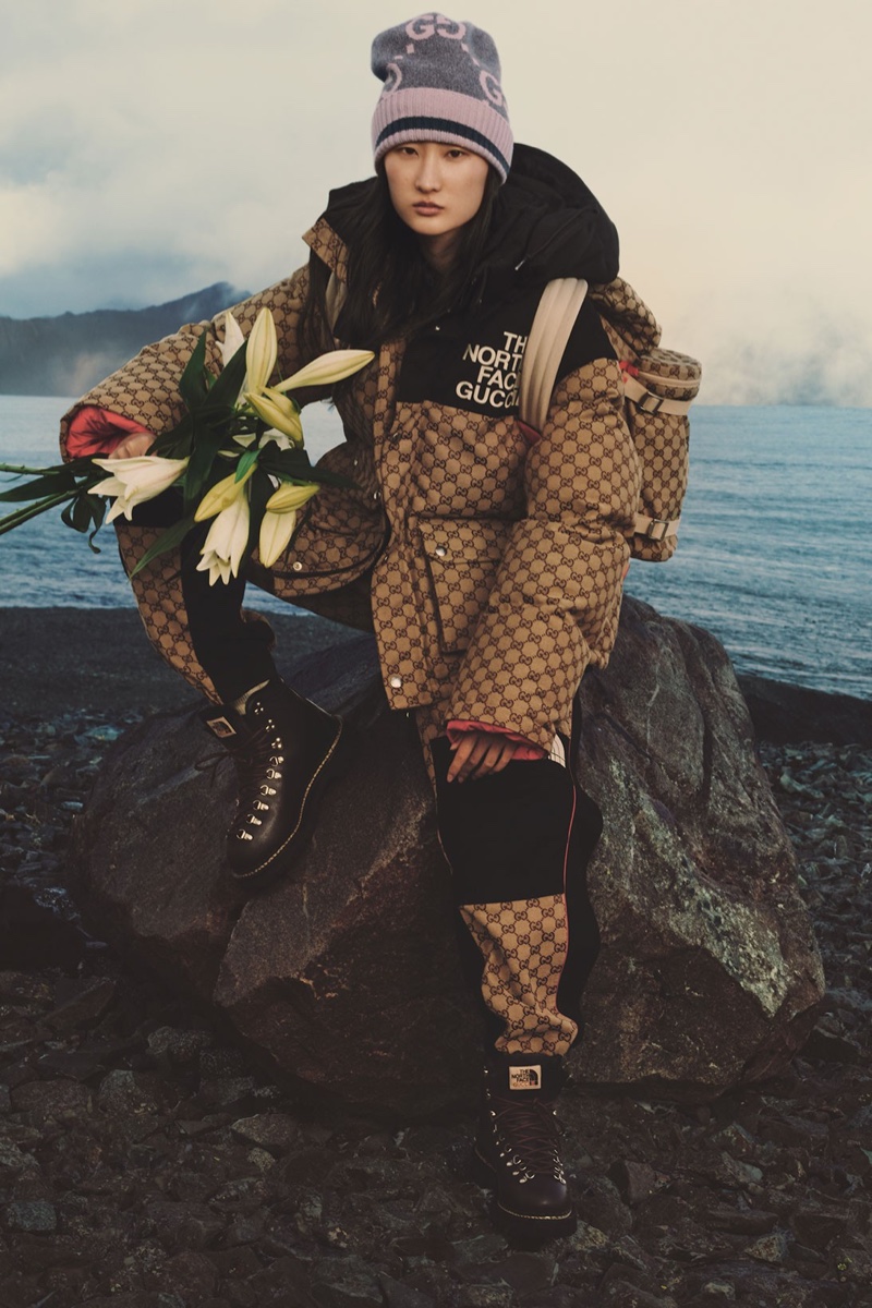 A look from The North Face x Gucci Chapter 2 campaign is set in Iceland.