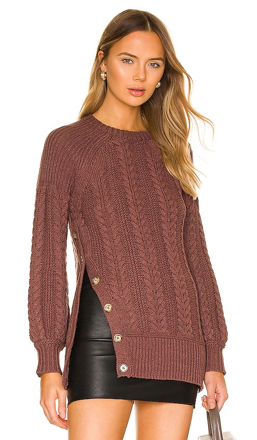 House of Harlow 1960 x REVOLVE Virgo Cableknit Sweater in Brown. - size L (also in M, S, XL, XS)