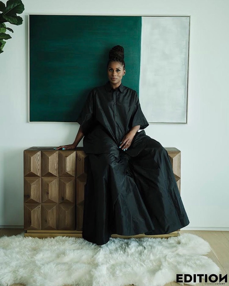 Actress and writer Issa Rae wears a Balenciaga dress. Photo: JD Barnes / Edition