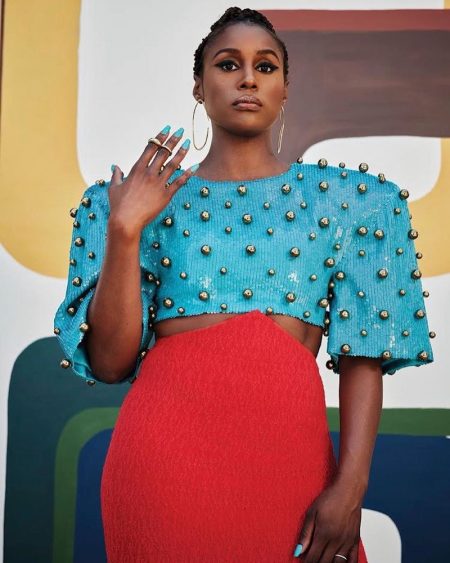 Issa Rae Poses in Statement Fashion for Edition Magazine Issa Rae poses in Gucci dress with Khiry hoop earrings. Photo: JD Barnes / Edition