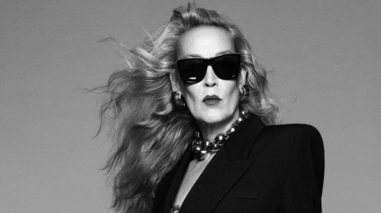 Jerry Hall stars in Saint Laurent summer 2022 campaign.