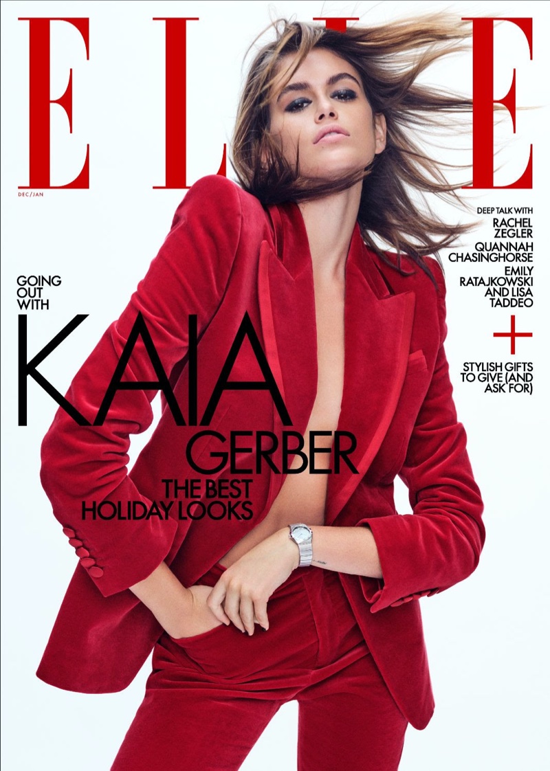 Model Kaia Gerber on ELLE US December/January 2021-2022 Cover. Photo: Nathaniel Goldberg