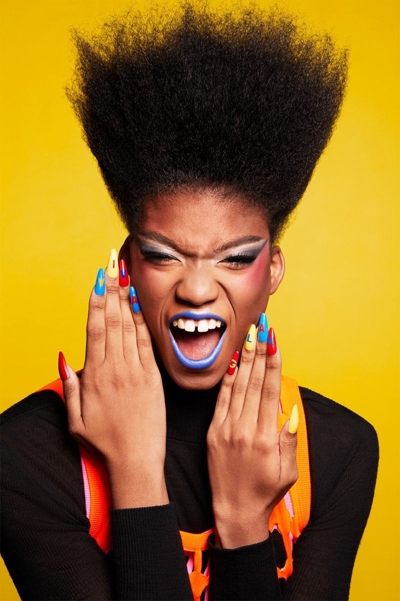 Bria Bryant poses for MAC Cosmetics Viva Glam x Keith Haring campaign.