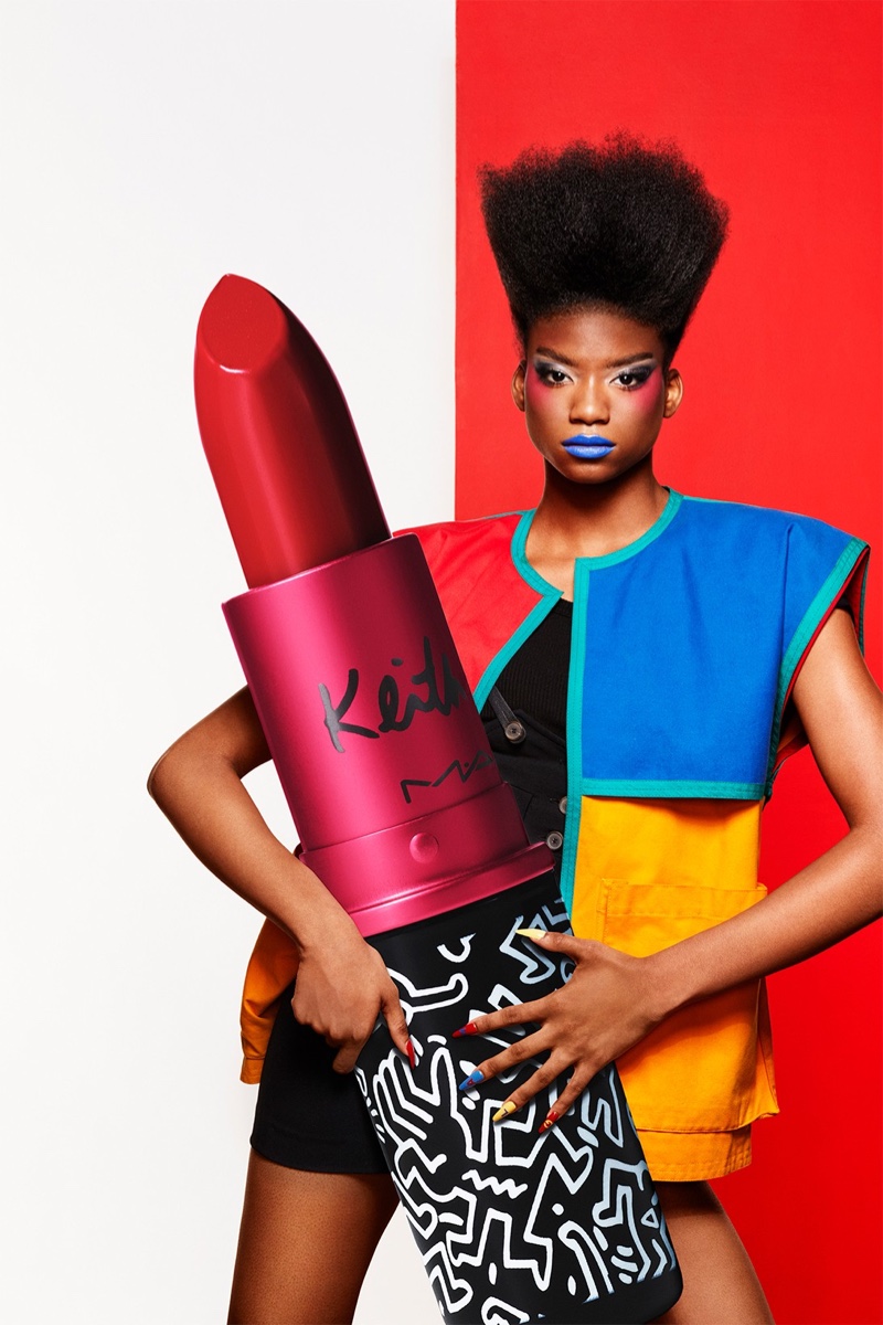 The MAC Cosmetics Viva Glam x Keith Haring collection includes three lipstick shades.