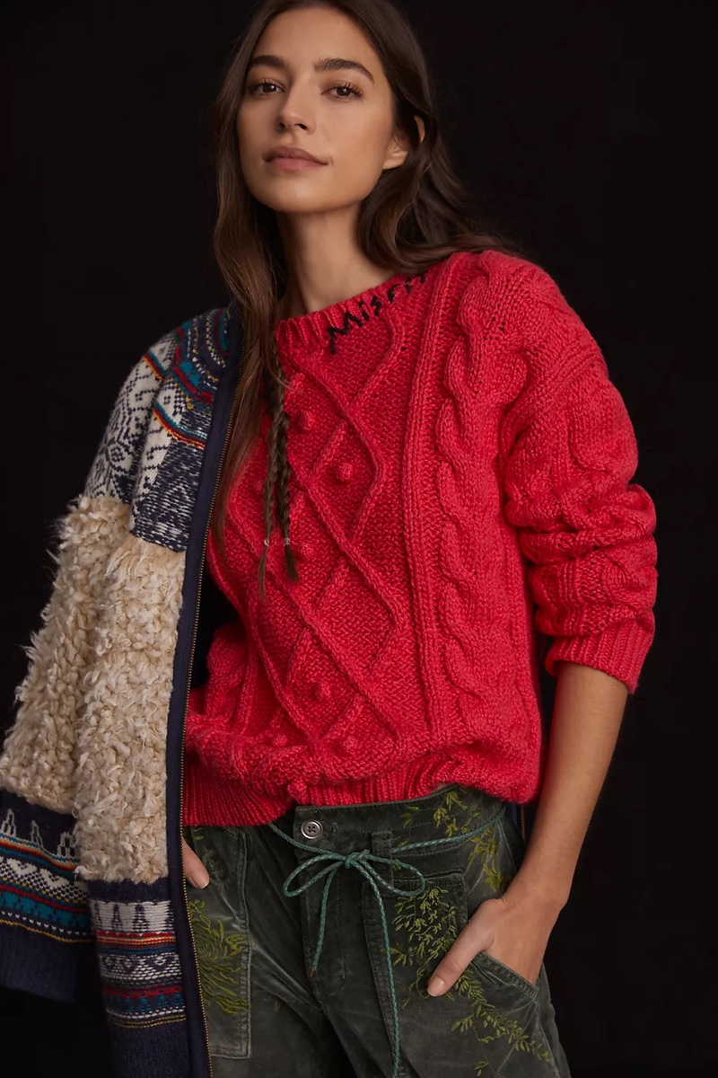 MOTHER The Jumper Cable-Knit Sweater $241.50