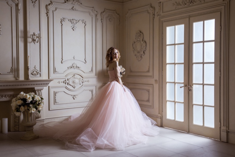 Model Pink Ballroom Gown Window