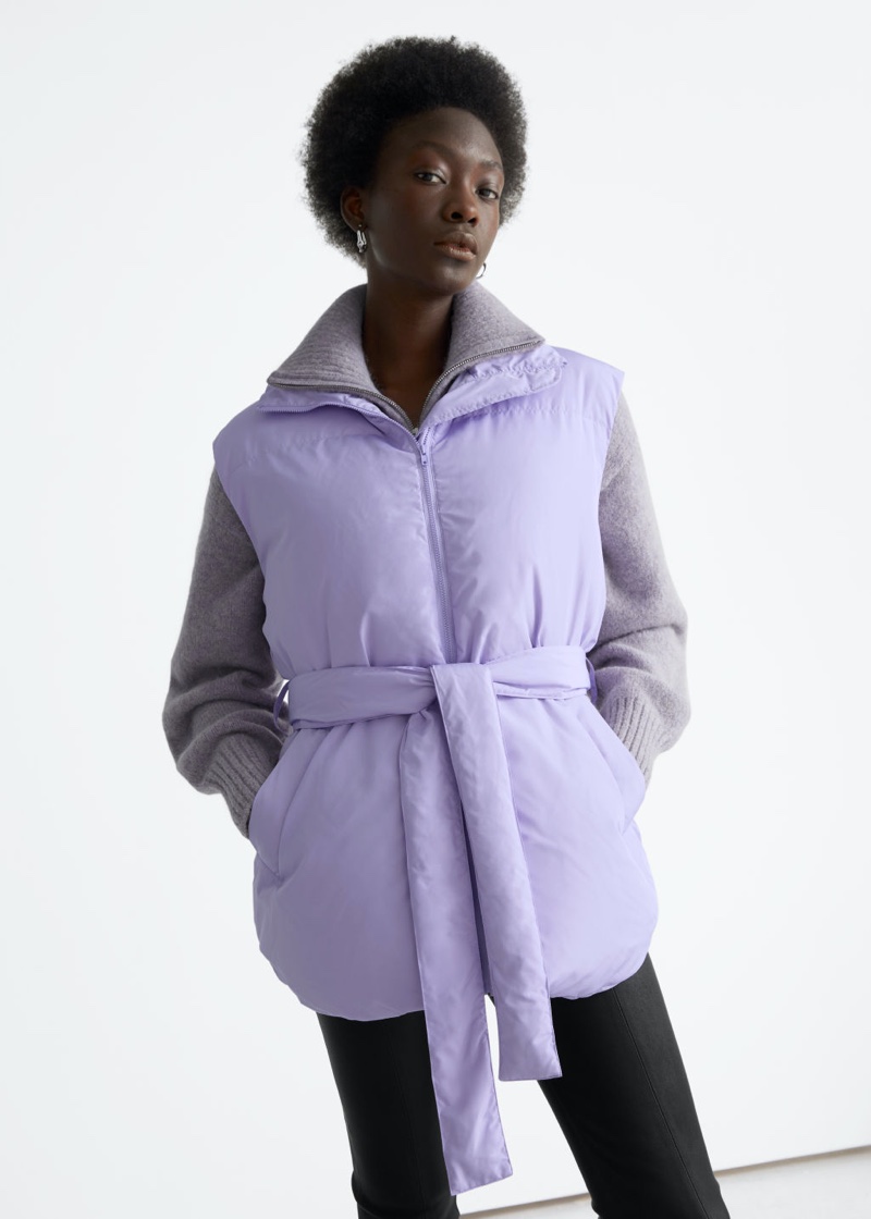 & Other Stories Boxy Down Vest in Lilac $149