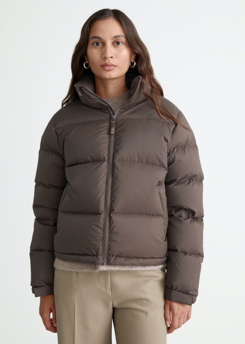 & Other Stories Boxy Puffer Jacket in Brown $219