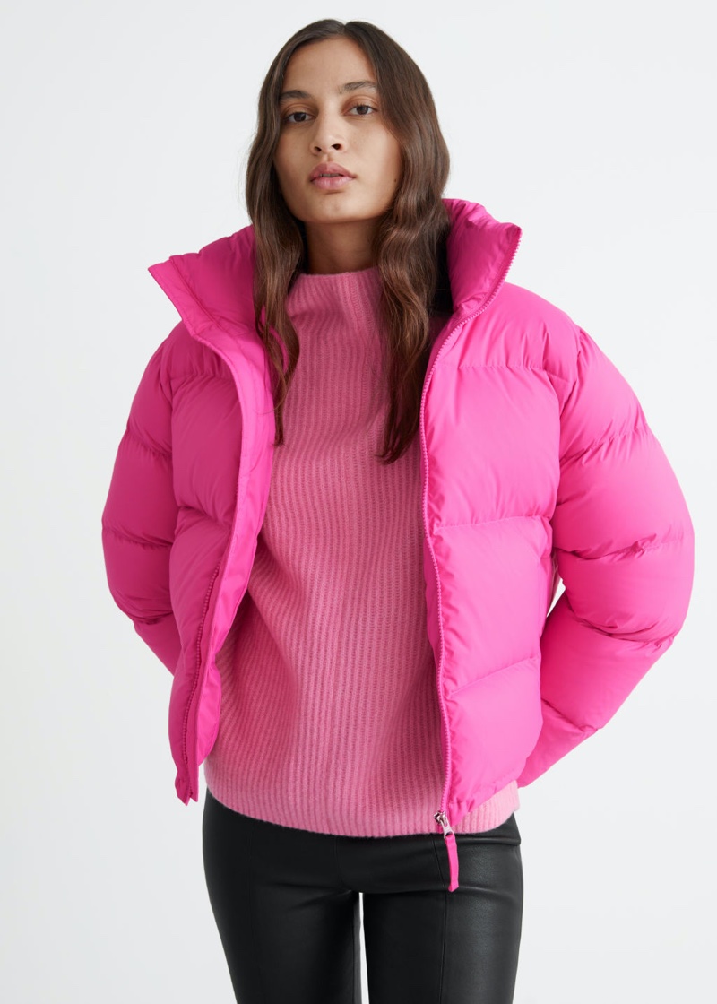 & Other Stories Boxy Puffer Jacket in Pink $219