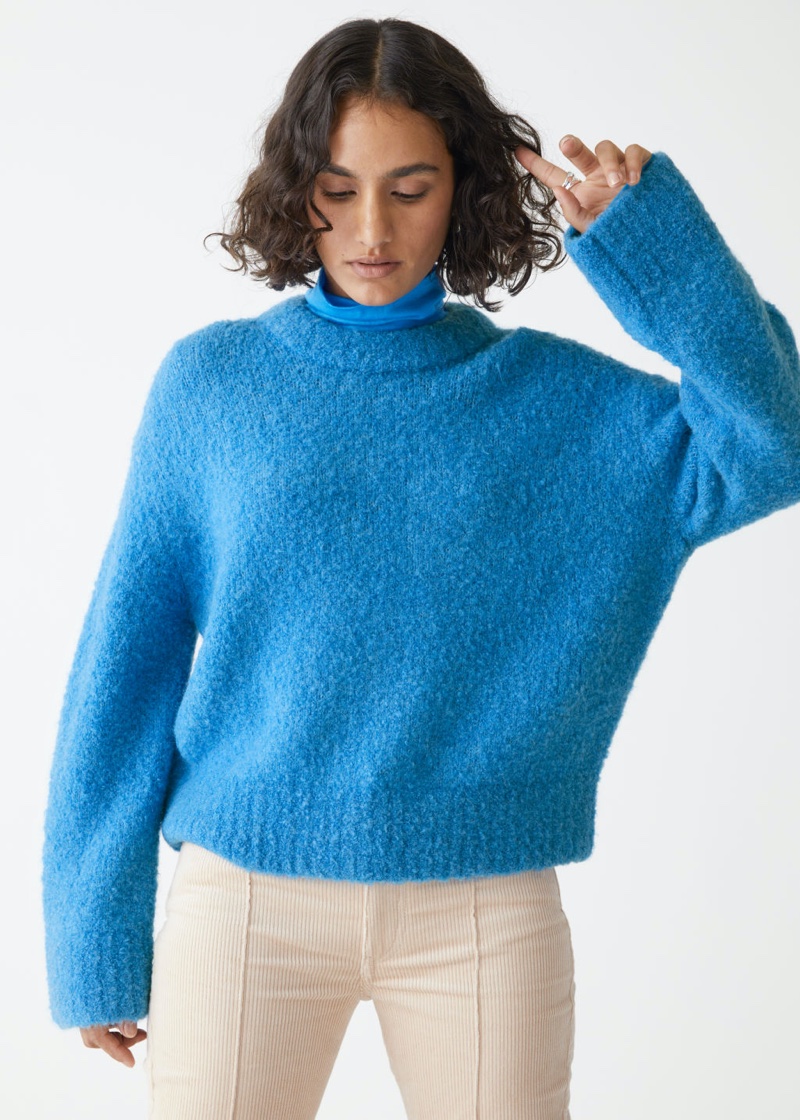 & Other Stories Relaxed Wool Knit Sweater in Blue $129