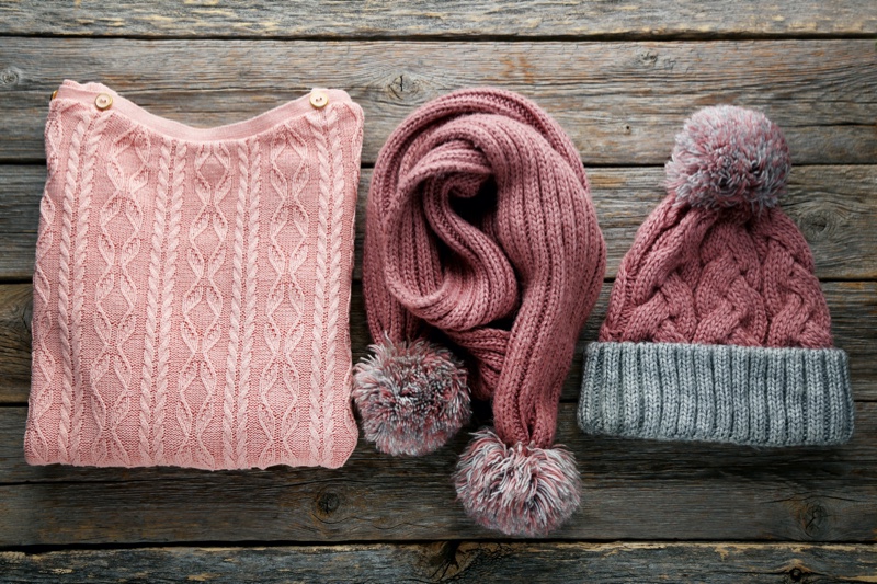 Pink Sweater Scarf Beanie Set