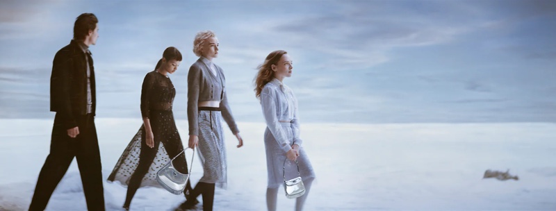 Julia Garner, Shira Haas, Taylor Russell and Louis Partridge star in Prada Holiday 2021 campaign. Photo: Glen Luchford