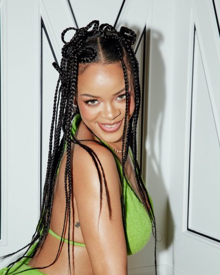 Wearing braids, Rihanna fronts Savage X Fluff It Up loungewear set. Photo: Savage X