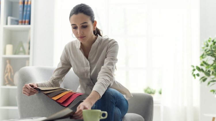 Woman Choosing Upholstery Colors Home Decor