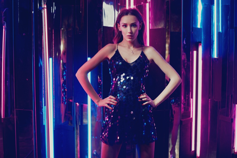 Woman Sequin Dress Night Club