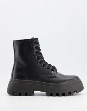 ASOS DESIGN Alert chunky lace up boots in black