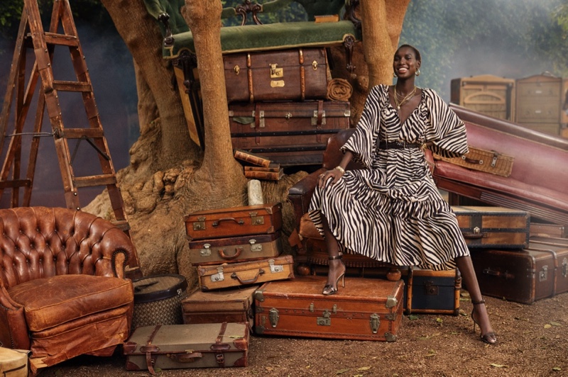Banana Republic features patterned dresses in spring 2022 campaign. Photo: Richard Phibbs