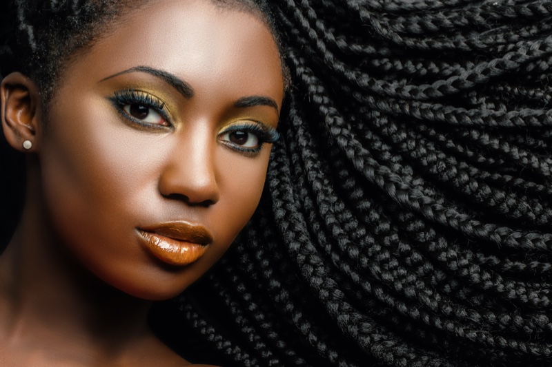 Black Model Beauty Glam Box Braids Hairstyle