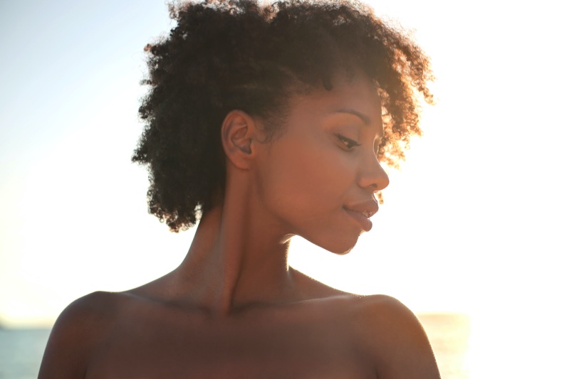 Black Woman Beach Skin Beauty Natural Hair