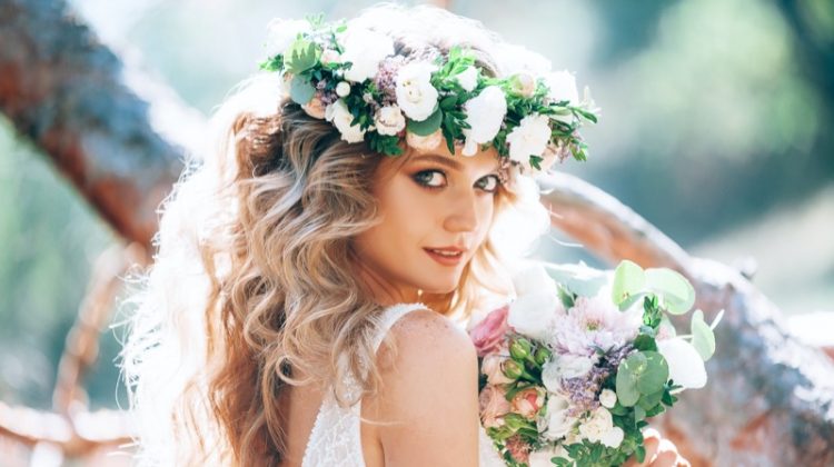 Boho Bride Flower Crown Bouquet