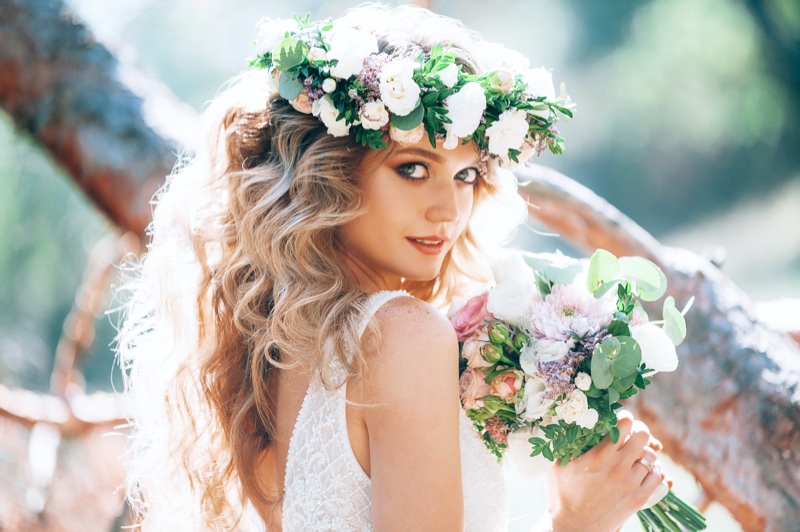 Boho Bride Flower Crown Bouquet