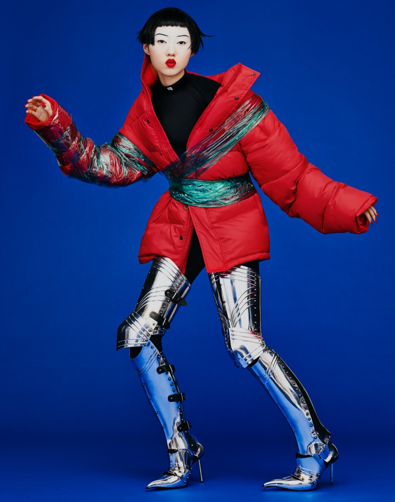 Chloe Tang Poses in Avant-Garde Puffer Fashion for Grazia China
